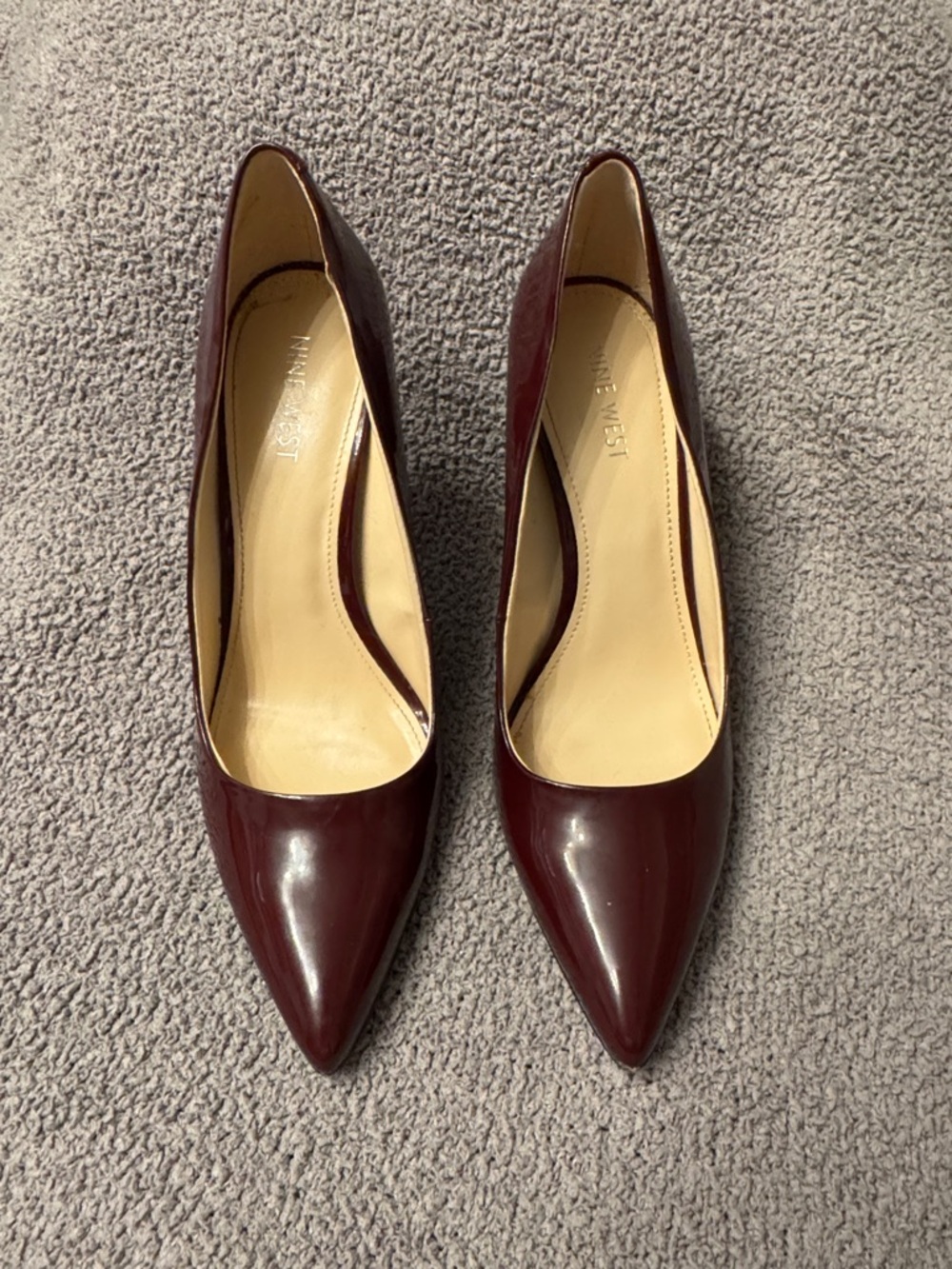 Nine West Burgundy Patent Pointed-Toe Pumps